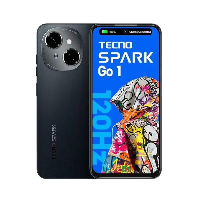 TECNO Spark GO 1 (Startrail Black, 3GB+64GB) | 4+ Years Lag Free Fluency | 6.67" 120Hz Smooth Display | 8GB* Bigger RAM | in-Built Infrared Remote | Dual Speakers with DTS | AI Call Noise Reduction