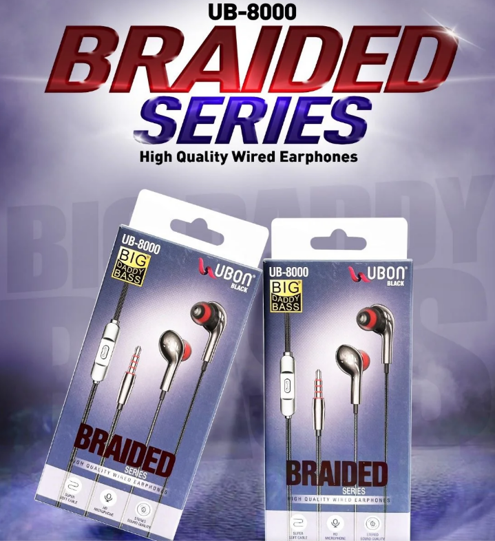 UBON UB-8000 Braided Wired Earphones