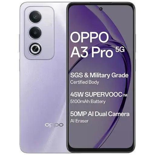 OPPO A3 Pro 5G (  8GB RAM, 128GB Storage)|6.67” HD+ 120Hz Refresh Rate Screen | 45W SUPERVOOC|with No Cost EMI